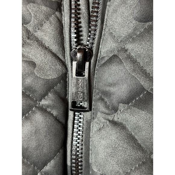 GUESS Jacket Mens Large Gray Camo Bomber Coat Full Zip Moto Biker M81L12 90s Y2K - Picture 5 of 10